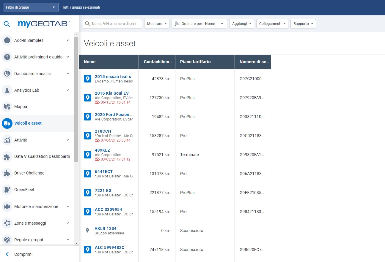 MyGeotab nuova interfaccia